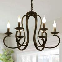 Vintage Lámpara de Araña de Metal Iluminación Estilo Vela Colgante Luz Alta Ajustable Cadena de Metal para Granja Comedor Cocina Isla Vestíbulo Negro 6 Luces - details 0