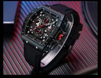 Reloj deportivo de lujo para hombre, reloj de pulsera analógico automático luminoso resistente al agua con cristal curvo de barril para exteriores y negocios - details 23