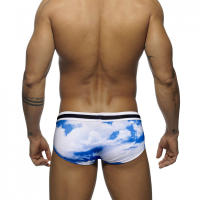 Jessborn bañador informal para hombre, traje de baño de cintura baja con estampado de Nube Blanca y cielo azul, ropa de playa para adultos - details 3