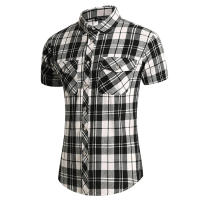 Camisa de Verano de Doble Bolsillo a Rayas Talla Grande Estilo Casual de Negocios para Hombres - details 24