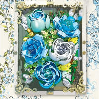 Bloques de construcción de flores eternas en 3D para niños, Kit de construcción de marco de fotos artístico de plantas, Ideas de rosas azules, juguete de adorno de casa, regalo - details 0