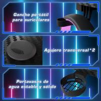 140 x 60 cm, Escritorio Gaming en Forma de Z Ergonómica, Mesa Gamer de Fibra de Carbono, Mesa para Ordenador con Portavasos y Gancho para Auriculares, Negro - details 6
