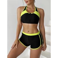 Conjunto deportivo de 2 piezas para mujer, traje de baño de color liso con cremallera, ropa de playa, novedad de 2023 - details 1