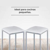 Dos taburetes de cocina modelo cuadrado de polipiel blanca con estructura de metal blanco, altura del asiento: 45 cm - details 5