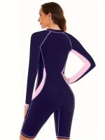 Traje de baño de una pieza para mujer, traje de baño de manga larga con protección solar con cremallera, traje de neopreno para mujer - details 5
