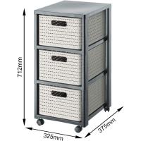 Contenedor rodante con 3 cajones en apariencia de ratán, Plástico (PP) sin BPA, blanco, 3 x A4/18l (37,5 x 32,5 x 71,2 cm) - details 12