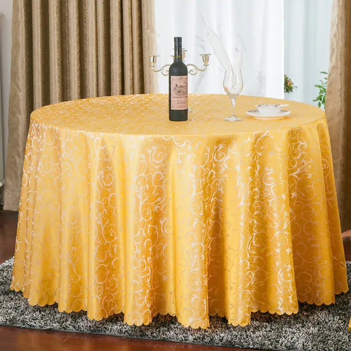 Decoración de mesa, mantel redondo de Jacquard de lujo, a prueba de polvo, cubierta de mesa de banquete de gran tamaño, tapete de mesa más grueso para Hotel - 1