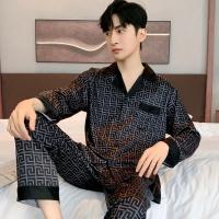 Pijamas de Seda de Hielo de Alta Gama para Hombres Ropa de Casa de Simulación de Seda de Manga Corta Traje de Camisón Extra Fino para Primavera y Otoño, Nuevo Verano - details 9