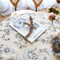 Mantel Vintage de lino y algodón, cubierta de mesa redonda lavable rústica Floral Pastoral para decoración de granja, Picnic, decoración de mesa - details 4
