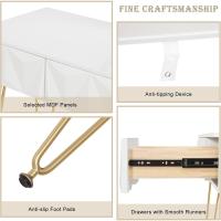 Tocador de Maquillaje con Espejo y Luz LED Iluminación Ajustable Conjunto de Mesa Tocador con Silla Terciopelo Blanco + Dorado - details 30