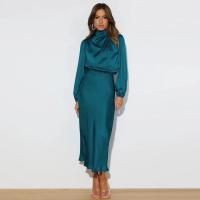 Primavera Verano nuevo vestido de manga larga de satén de gama alta vestido de noche elegante para mujer ropa de fiesta vestidos de celebridades - details 17