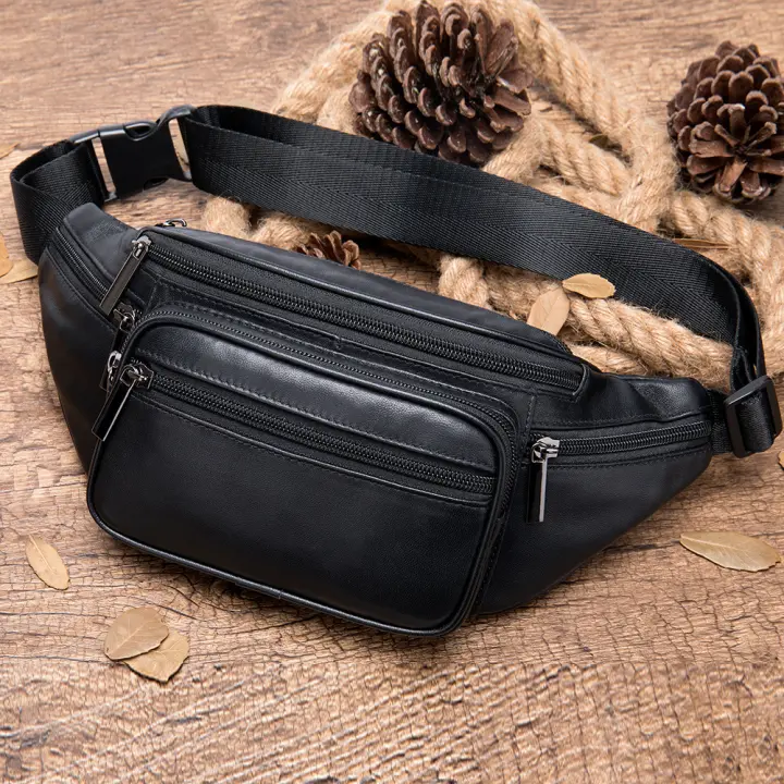 Bolsa de piel de oveja para hombre, Bolsa de piel de oveja para hombre para teléfono móvil, cuero genuino, bolsa crossbody, multifuncional, deportes y ocio, bolsa de pecho crossbody - 1
