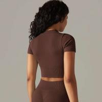 Hamidou-Camiseta deportiva con cremallera para mujer, Top elástico ajustado y transpirable, ropa deportiva para gimnasio, correr y Yoga - details 45
