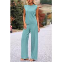 2025 Conjunto informal de punto para mujer: suéter de punto sin mangas + conjunto de dos piezas con pantalones de pierna ancha - details 32