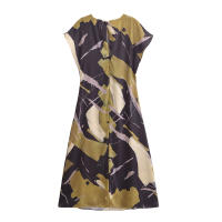 TRAFZA-Vestido largo con estampado para mujer, prenda de manga corta con cuello redondo y botones en la espalda, elegante y ajustado, para verano - details 5