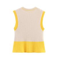 PB & ZA 2025, tops de punto simples y versátiles informales con cuello redondo sin mangas de color contrastante, novedad de verano, ropa para mujer - details 2