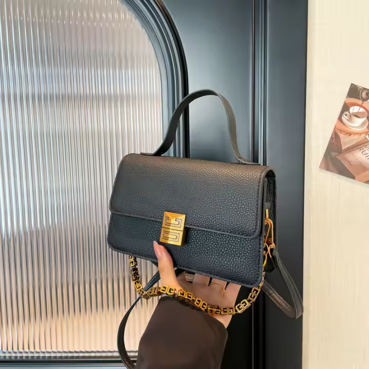 Bolso de Cadena Moderno para Mujer 2025 Patrón de Lichee Bolso Cuadrado de Hombro Unico - 1