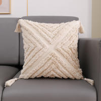 ANUMEI-funda de cojín bohemia de 45x45cm, 30x50cm, Beige, decorativa, cuadrada, de macramé - details 19