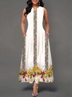 Women's Boho Long Dress Elegant Sleeveless Floral Print Casual Beach Party Summer Dress - details 14