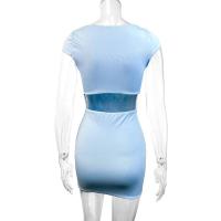 Novedad de verano, vestido elegante de manga con cuello cuadrado, vestido corto ajustado con realce del pecho - details 9