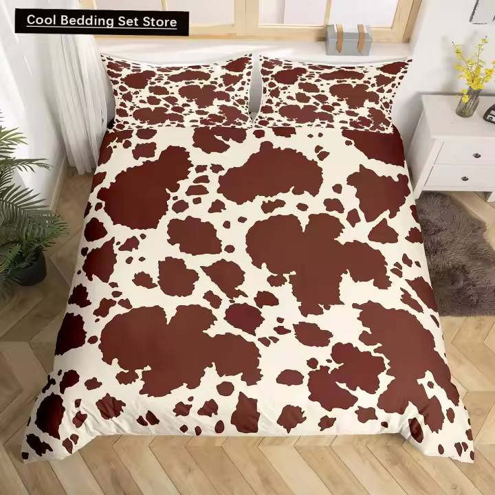 Juego de Ropa de Cama de Cuero de Vaca de Rey y Reina Cubierta de Edredón de Parche - 1