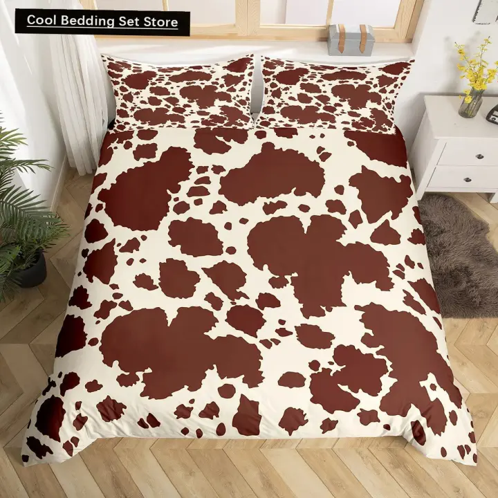 Juego de Ropa de Cama de Cuero de Vaca de Rey y Reina Cubierta de Edredón de Parche - 1