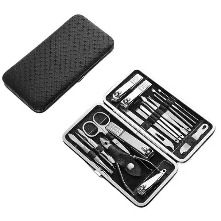 Nail Art Juego de 19 piezas de herramientas de belleza Manicura casera Recorte de pies Alicates de pico de águila Kit de cuidado Juego de cortaúñas con cuchillo para uñas - 1