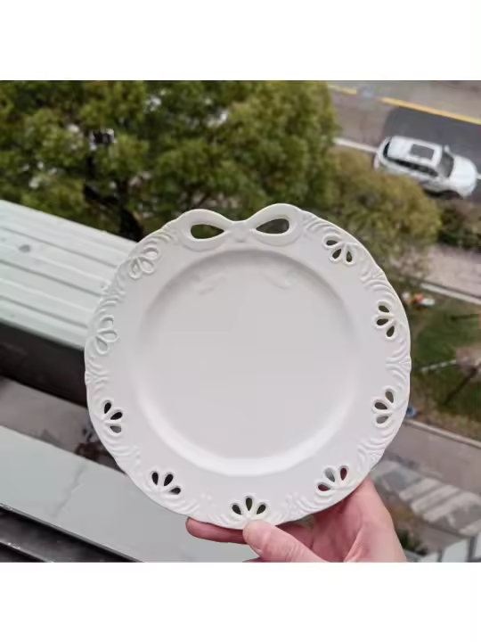 Arco alivio bajo vidriado plato de cerámica celebridad de Internet ins cafetería plato de alto valor plato de postre plato de comida occidental - 1