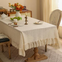 Mantel nórdico de lujo vintage con borde de encaje, cubierta para mesa de comedor/té resistente al calor y al polvo - details 1