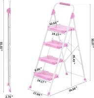 Peldaños Anchos con Baranda, Escalera de Tijera con Pedal Antideslizante, Taburete Plegable para Hogar Cocina Garaje Jardín Oficina, Capacidad de Carga de 900LBS, Azul - details 48