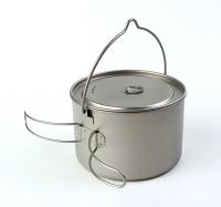 Olla colgante de titanio puro de una sola capa de 2,8l y olla colgante de 2L, sartén plegable y gruesa con asa para dos personas - details 2