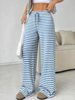 Pantalones de Algodón con Rayas para Mujer Cintura Elástica, Talla Única, Novedad de Otoño - details 11