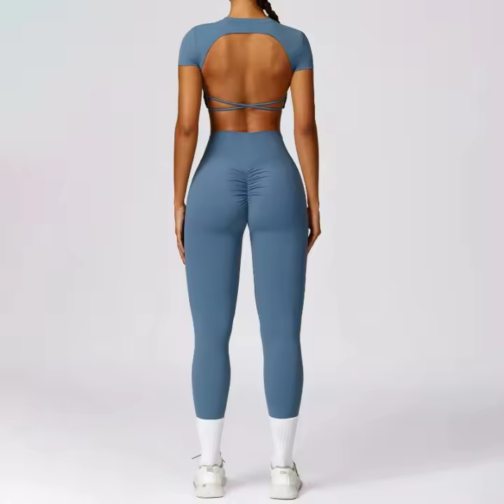 Traje de Yoga de Espalda Descubierta Deportivo para Mujeres Ropa de Fitness de Secado Rápido - 1