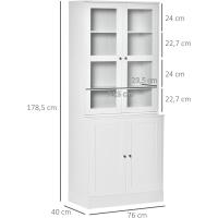 4 Puertas y Estantes Ajustables Estilo Moderno Cocina para Salón Cocina Oficina Dormitorio 76x40x178,5 cm Blanco - details 2