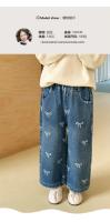 Pantalones para niños 2025, Otoño Invierno, nuevos pantalones vaqueros con estampado coreano con lazos para niña, pantalones vaqueros rectos - details 0