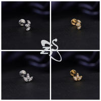 ZS 1 pieza de Color dorado, 16G, acero inoxidable, Labret, Piercing para labio, hombres y mujeres, cristal CZ, cartílago de oreja, Tragus, hélice, Piercings con parte trasera plana - details 5