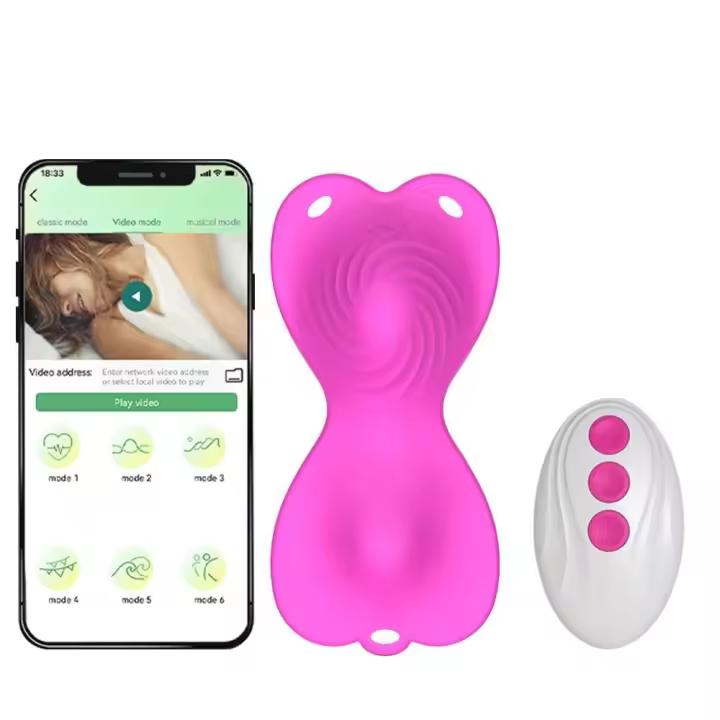 Vibrador Wearable en Correa de Panty 9 Vibraciones en Forma de Mariposa Control Remoto Aplicación - 1