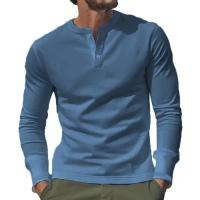 Día del padre Ropa transfronteriza de primavera y otoño Camiseta para hombres europeos y americanos Camisa básica Henry de manga larga para hombres - details 28