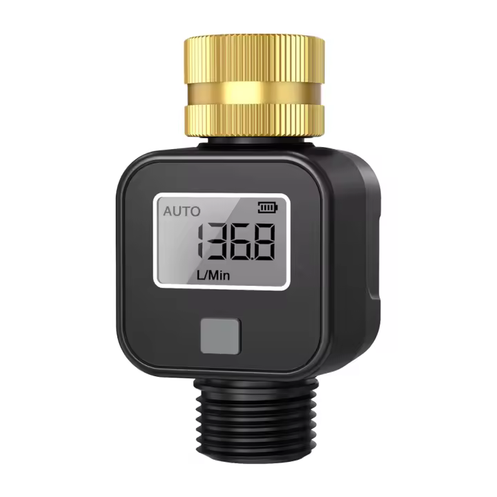 Medidor de flujo de agua a prueba de agua, válvula de agua de riego LCD, medidor de flujo de 3/4 pulgadas, manguera de grifo, prueba de consumo de agua para exteriores - 1