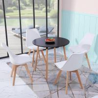 Juego de Mesa de Comedor y Sillas, 1 Mesa Redonda de 80 cm + 4 Sillas Blancas, de Diseño Nórdico - details 92