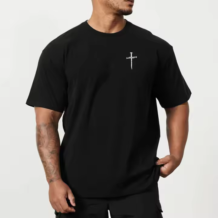 Camiseta deportiva de algodón para hombre, camisa holgada de media manga estilo Hip hop, cómoda y transpirable, Top con hombros caídos, Verano - 1