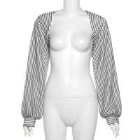 Vestido de rayas de cadera delgada de hombro recto con cinturón halter para mujer, nueva línea - details 19