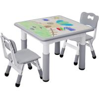 Infantil en Altura Ajustable, Muebles plástico Grupo Asientos y niñas a Partir 2 años, (Gris, Cuadrada) - details 0