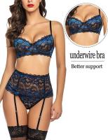 Conjunto de lencería de cintura alta para mujer, ropa interior con liguero de encaje - details 5