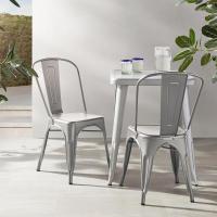Paquete de 4 sillas de comedor de metal apilables con respaldo para bistró, cocina, interior y exterior, Negro, 51 x 43 x 85 cm - details 9