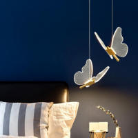 Lámpara colgante de mariposa para dormitorio, candelabro de mesita de noche, lámpara de decoración minimalista moderna para dormitorio - details 3
