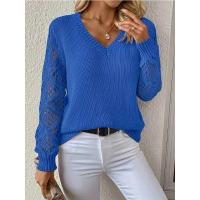 Suéteres de punto para mujer, jerseys informales sueltos con cuello en v, prendas de punto de moda de otoño - details 3