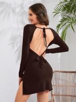 Vestido Largo de Manga Comprida para Mujer Corset Bodycon Mini Rojo Primavera Otoño 2025 - details 15