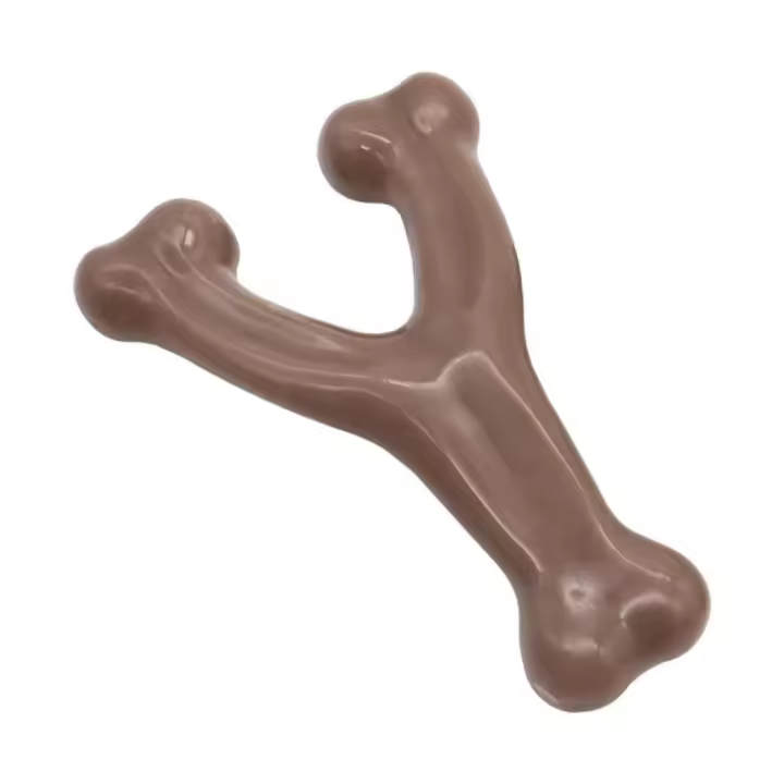 Juguete para masticar para perros en forma de Y, palo de dentición para perros resistente al desgaste, resistente a mordeduras, juguete interactivo de entrenamiento para mascotas marrón de nailon - 1