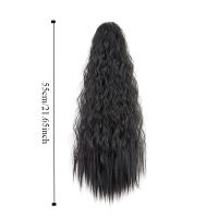 Peluca de cola de caballo con cordón permanente de maíz, extensión de cola de caballo con Clip, cola de caballo rizada larga ondulada, postizo de cola de poni Natural falso - details 0
